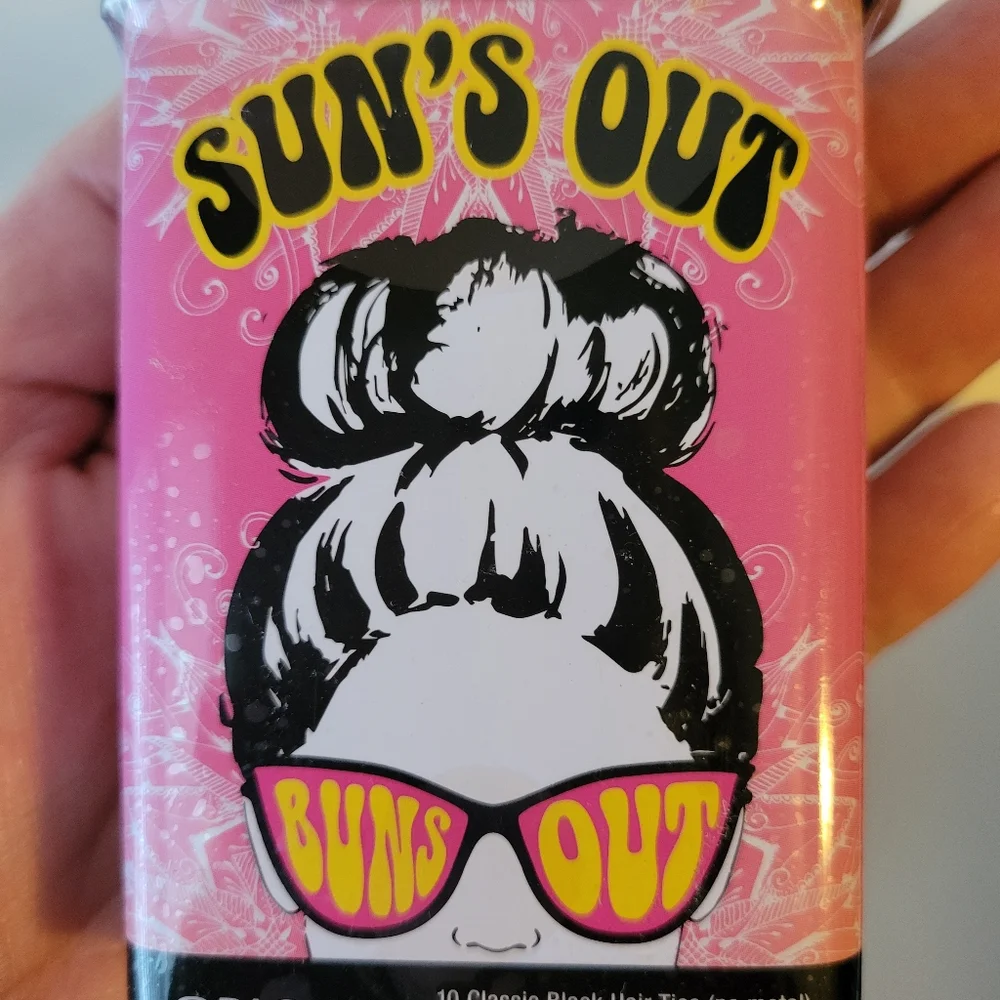NWT ~ Sun's Out Buns Out Tin w/Hair Ties & Bobby Pins ~ Cute ~ Unisex